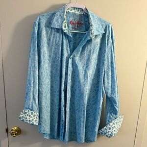 Robert Graham Men's Long Sleeve Taylor Fit Shirt Sky Blue Paisley Pattern (3XL)